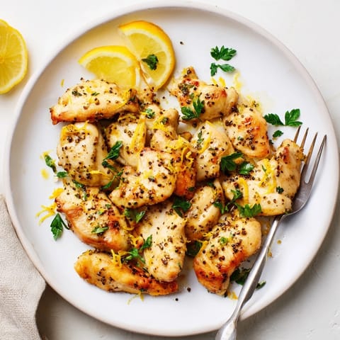 Juicy, oven-roasted Lemon Pepper Chicken pieces served with fresh parsley and lemon wedges.