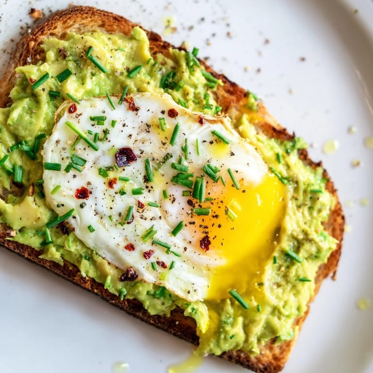 Perfectly cooked egg crowns this easy avocado toast for a satisfying breakfast or snack.