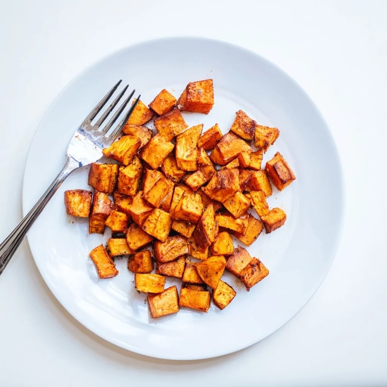 Crispy roasted sweet potatoes served as a hearty vegan side dish.