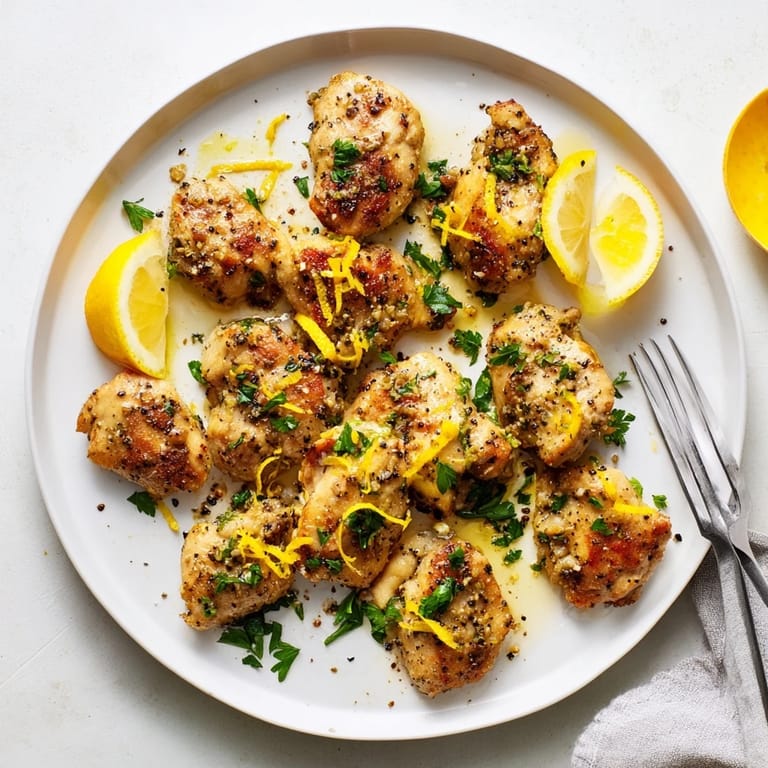 Gluten-free Lemon Pepper Chicken plated with roasted vegetables and a fresh green salad.