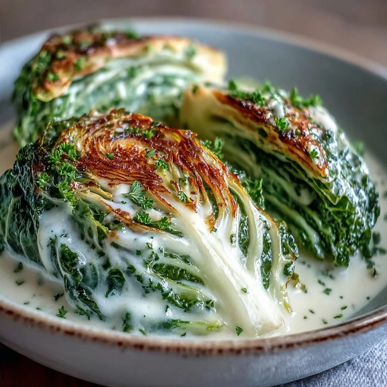 Herby Cabbage in Parmesan Broth wedges simmered until tender, garnished with extra grated Parmesan cheese.