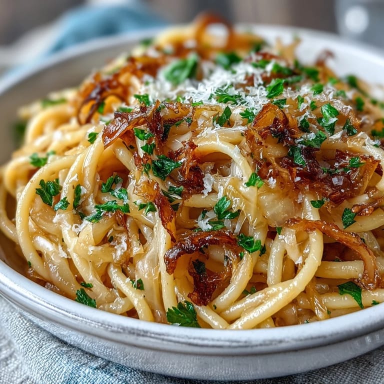 Close-up view of Cabbage Pasta With Garlic and Parmesan, highlighting buttery cabbage ribbons and melted Parmesan clinging to every noodle.