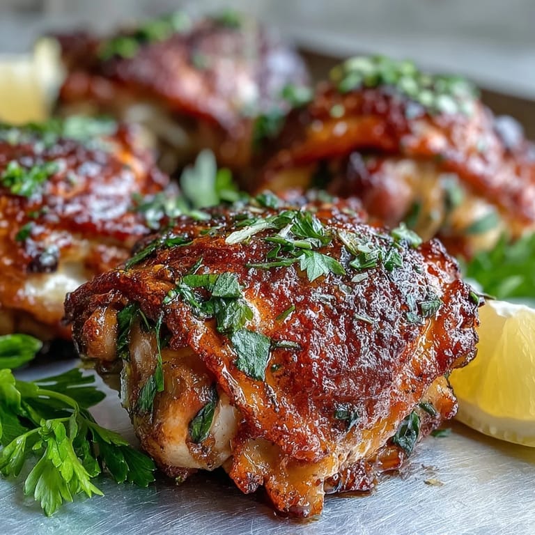 Seasoned Crispy Baked Bone-In Chicken Thighs, ready to bake with a smoky paprika spice blend, perfect for an easy weeknight dinner.