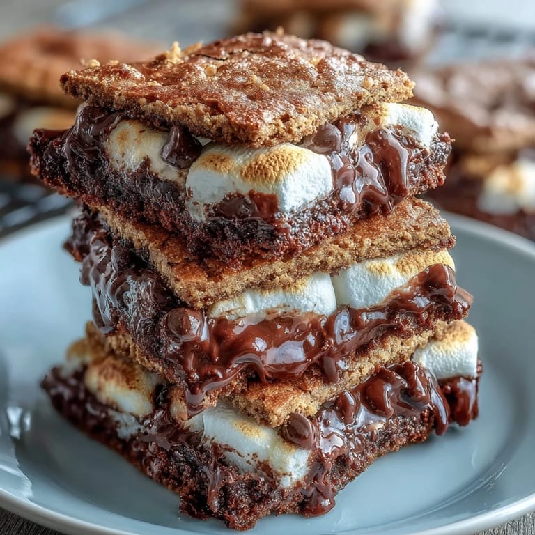 Chewy brownie cookies with graham cracker bits and melty marshmallow topping.