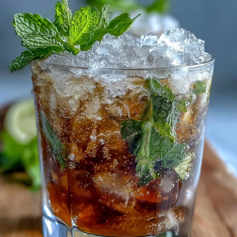 Non-Alcoholic Mint Julep Mocktail Garnished with Fresh Mint and Lemon Twist
