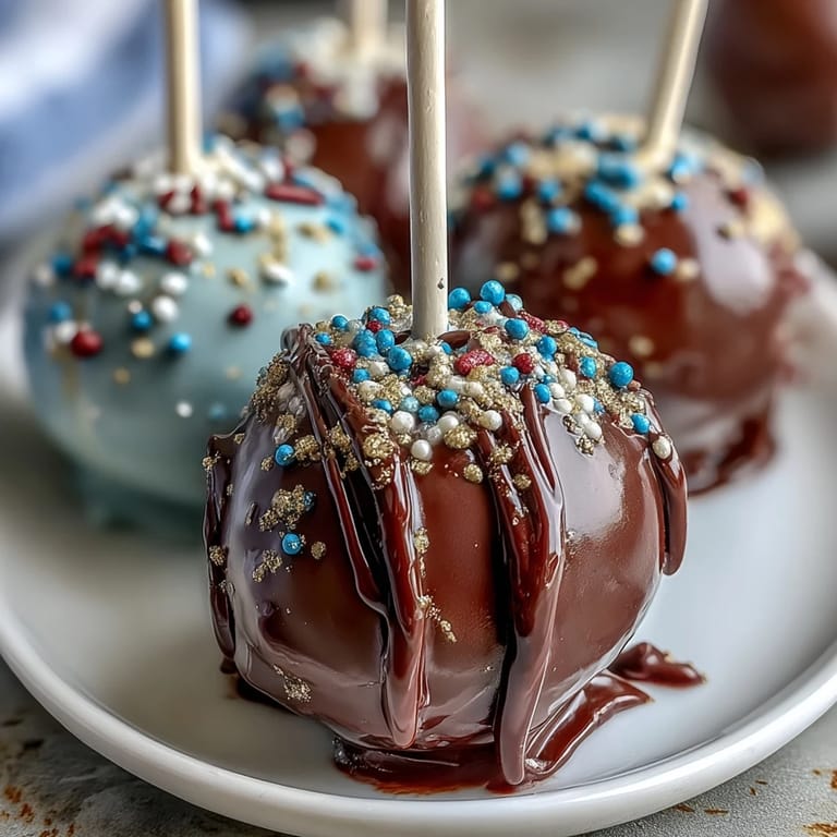 Colorful graduation cake pops decorated in school colors and finished with golden sprinkles, perfect for capping off a special celebration.