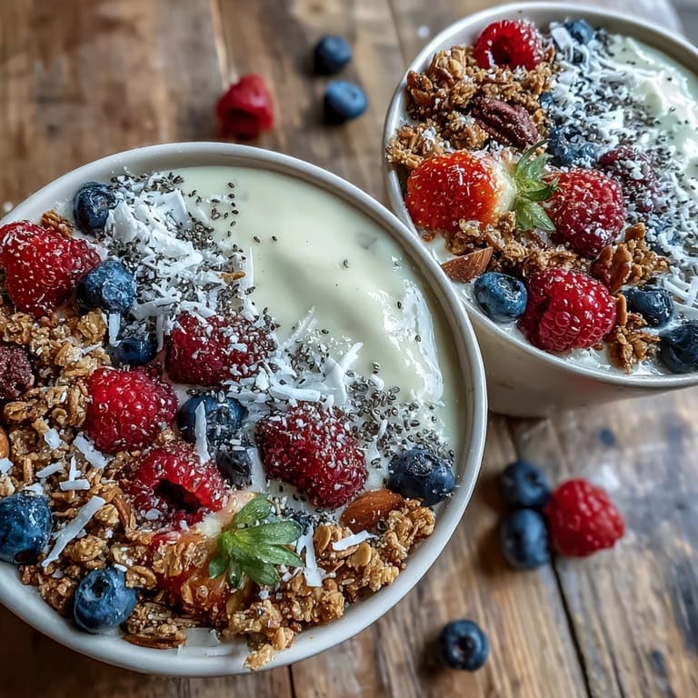 Creamy skyr protein smoothie bowl, perfect for breakfast with fresh berries.