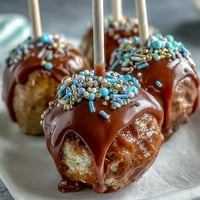 Graduation cake pops in school colors with shimmering gold sprinkles on top, celebrating the class of 2024 with festive flair.