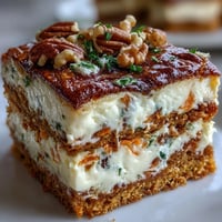 Carrot Cake Cheesecake Bars with creamy cheesecake swirled into moist carrot cake base.
